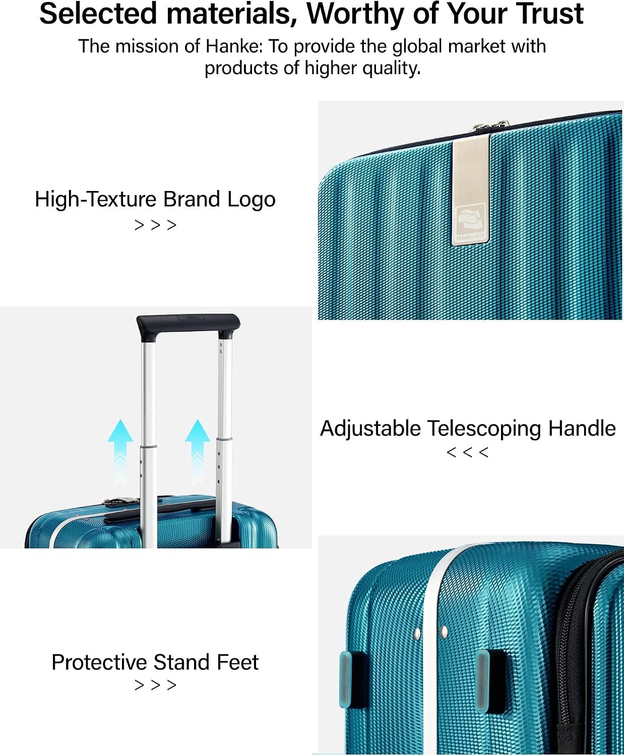 Hanke 16 Inch Small Carry On Luggage Hard Shell Top Opening Aluminum Frame Suitcase with Spinner Wheels, Underseat Front Open Luggage for Men & Women Business Travel and Short Trips, Caribbean Blue