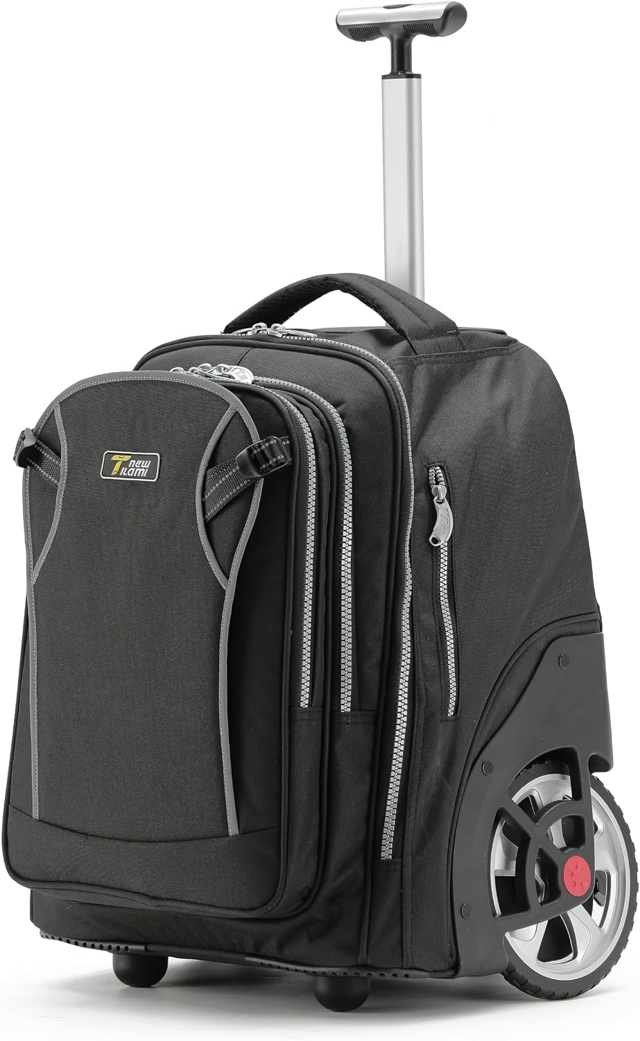 NEW TILAMI 20' Rolling Backpack for Teens Adults, Climbing Stairs Waterproof Backpack with Wheels for School Business Trave Camping with Laptop Compartment, Fit 17 Inch Laptop, Black