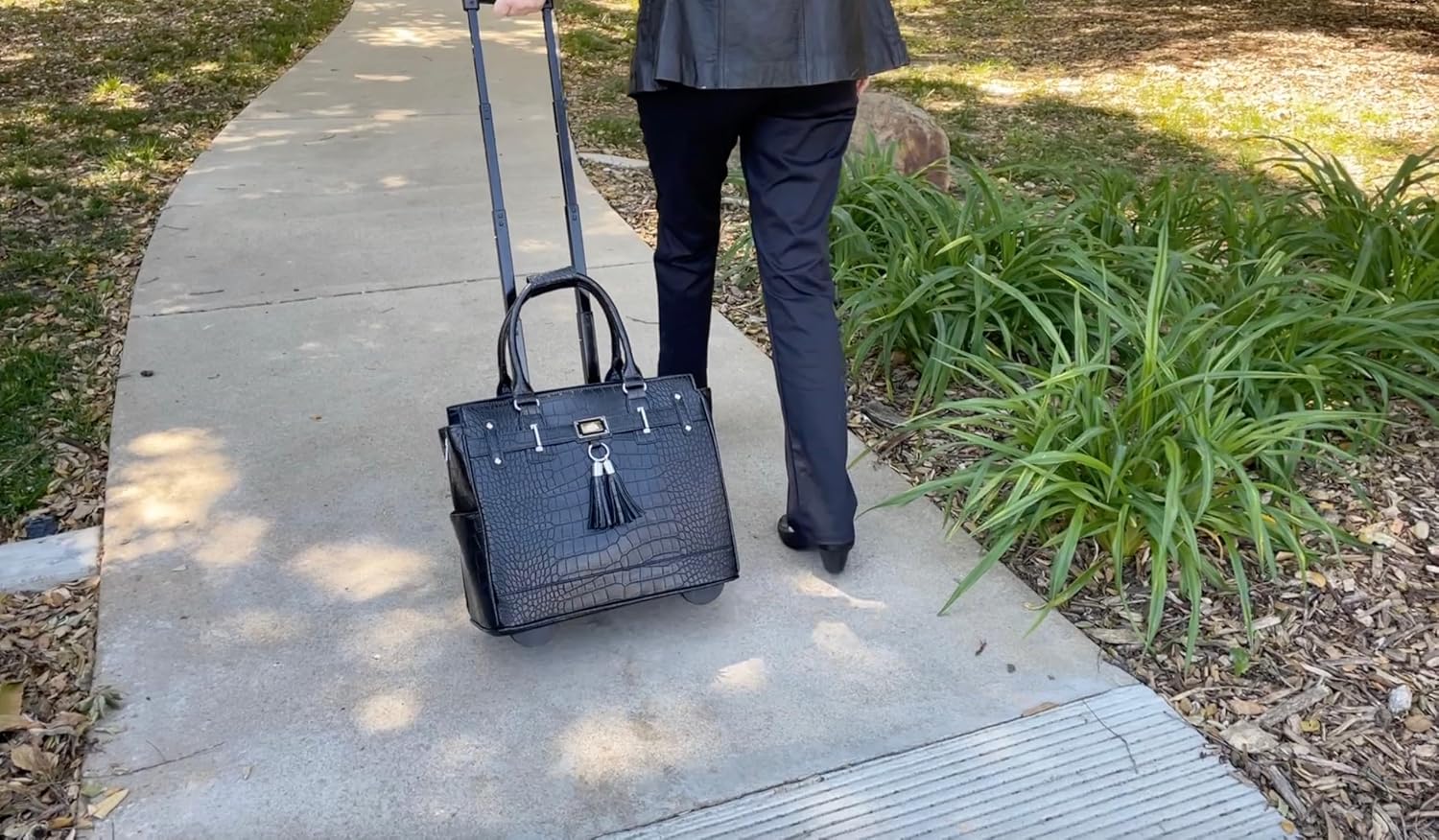 JKM & Company Rolling Laptop Bag for Women | Designer Wheeled Briefcase | Fits 13-17' Laptops | Office Travel Computer Case