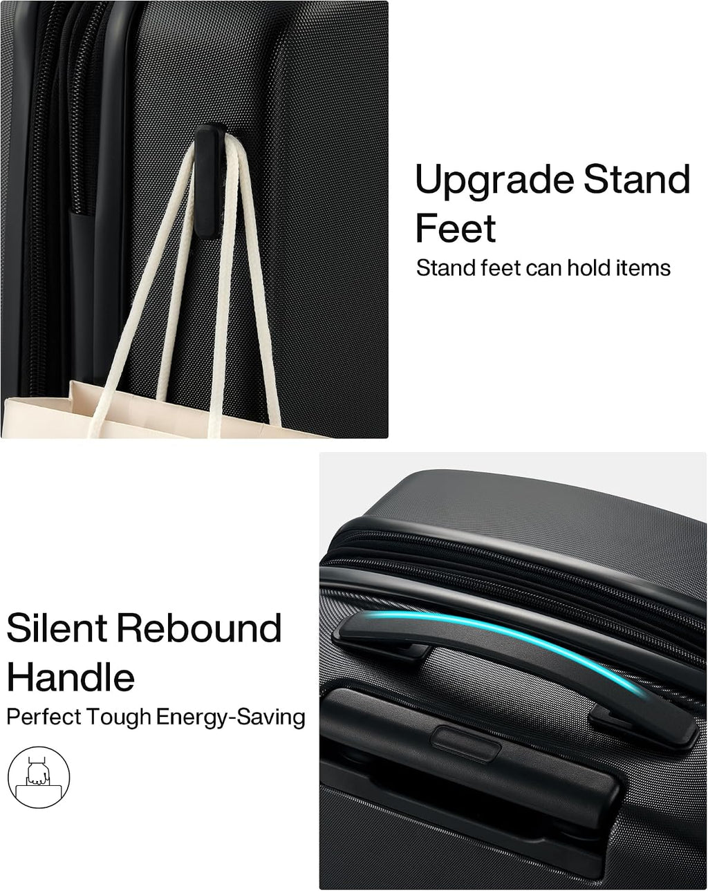 Hanke Expandable Hard Shell Luggage Sets 3 Pieces, 20/24 / 28 Inch Luggage Sets with Spinner Wheels, Durable PC Hardside Rolling Suitcase with TSA Lock for Travel (20/24/28 Inch, Jet Black)