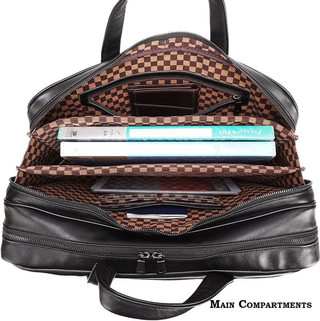 STAR VISTA Sforza Large 18' Laptop Messenger Bag, Leather Briefcase for Men, Business Travel, YKK Zippers and Brass Hardware