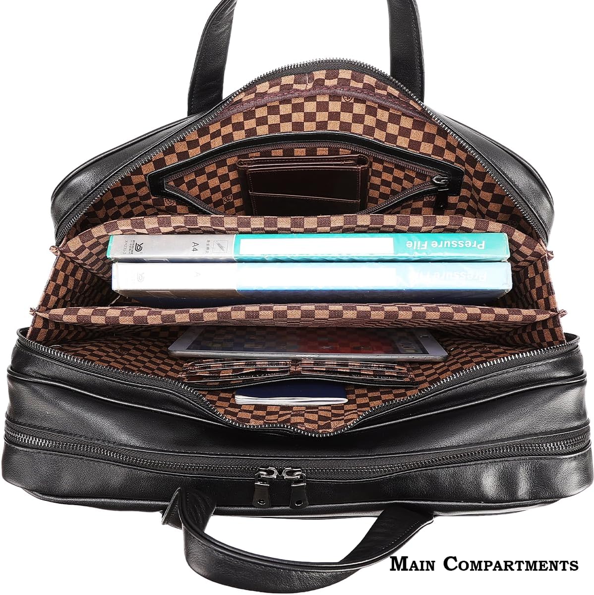 STAR VISTA Sforza Large 18' Laptop Messenger Bag, Leather Briefcase for Men, Business Travel, YKK Zippers and Brass Hardware