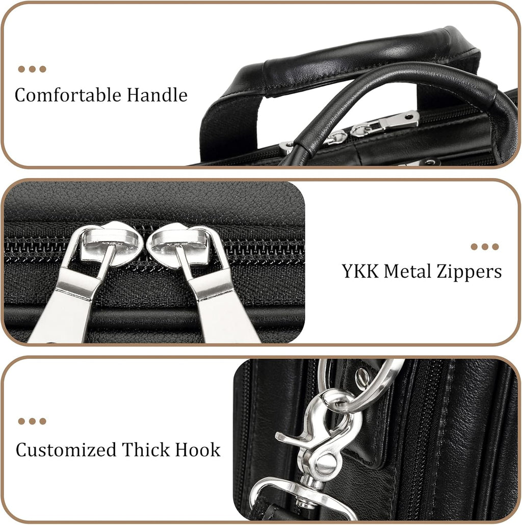 Polare Full Grain Cowhide Leather 17'' Laptop Large Briefcase for Men Business Messenger Bag Work Bag