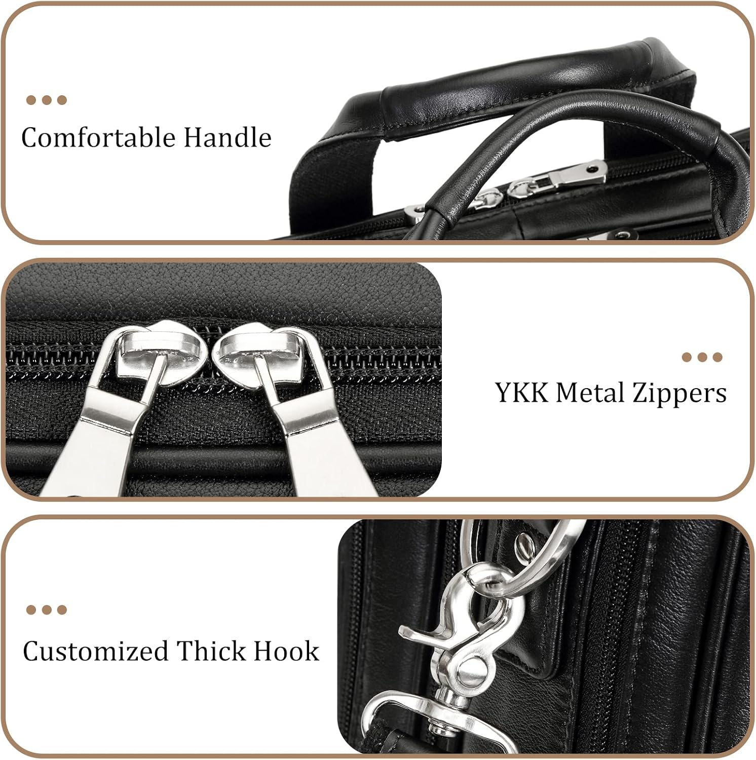 Polare Full Grain Cowhide Leather 17'' Laptop Large Briefcase for Men Business Messenger Bag Work Bag