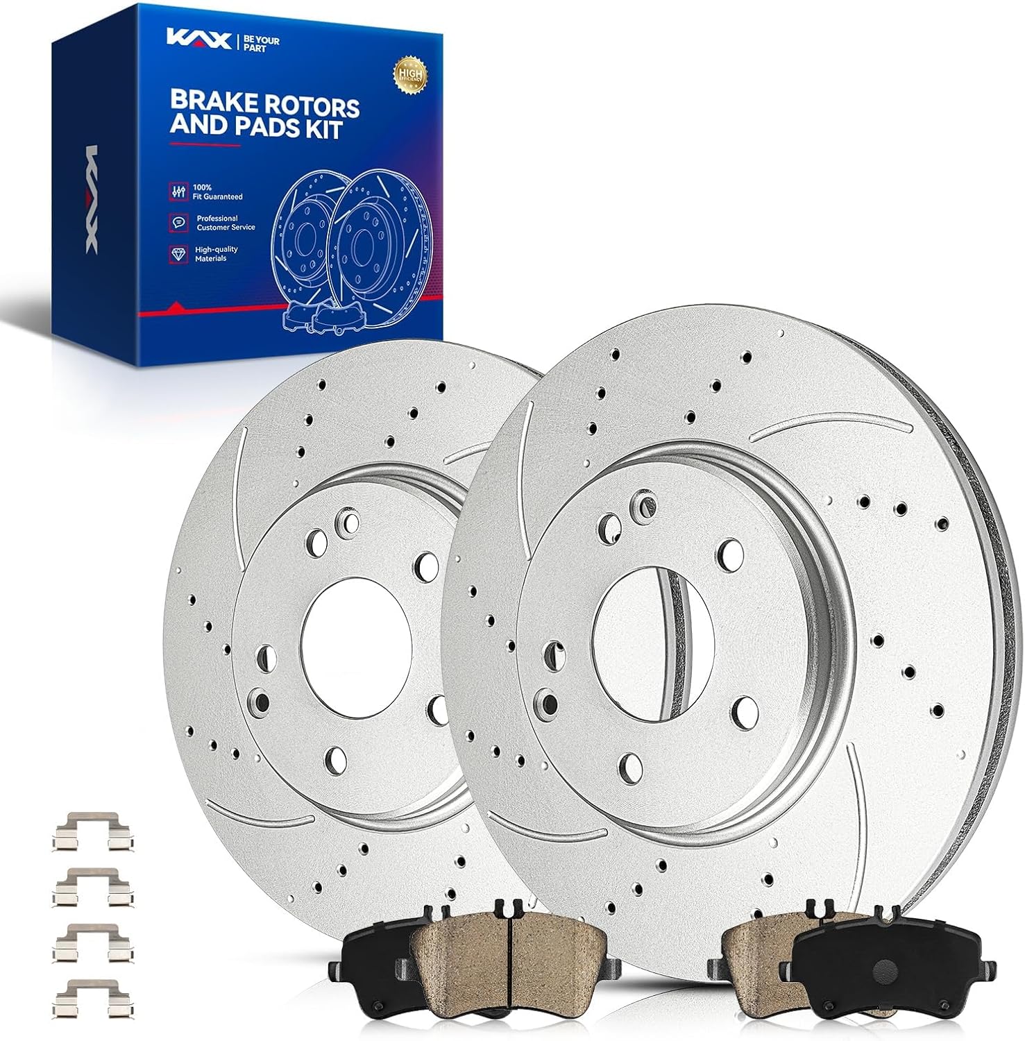 KAX Front Brake Kit for Mercedes-Benz CLK350 2006-2009, CLK320/C320 2001-2005, C280/C350 2006-2007, C240 2003-2005, SLK280 2006-2008, SLK300 2009-2011, 11.81inch Brake Rotors Pads Kit