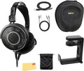 Audio-Technica ATH-R70xa Professional Open-Back Reference Headphones - Black Bundle with Case, Stand, Cable, and Austin Bazaar Polishing Cloth