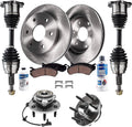 Detroit Axle - Front Brake Kit for Chevy GMC Escalade Avalanche Suburban Tahoe Sierra Silverado 1500 Yukon Brake Rotors CV Axle Shafts Wheel Bearing Hubs Ceramic Brakes Pads Replacement