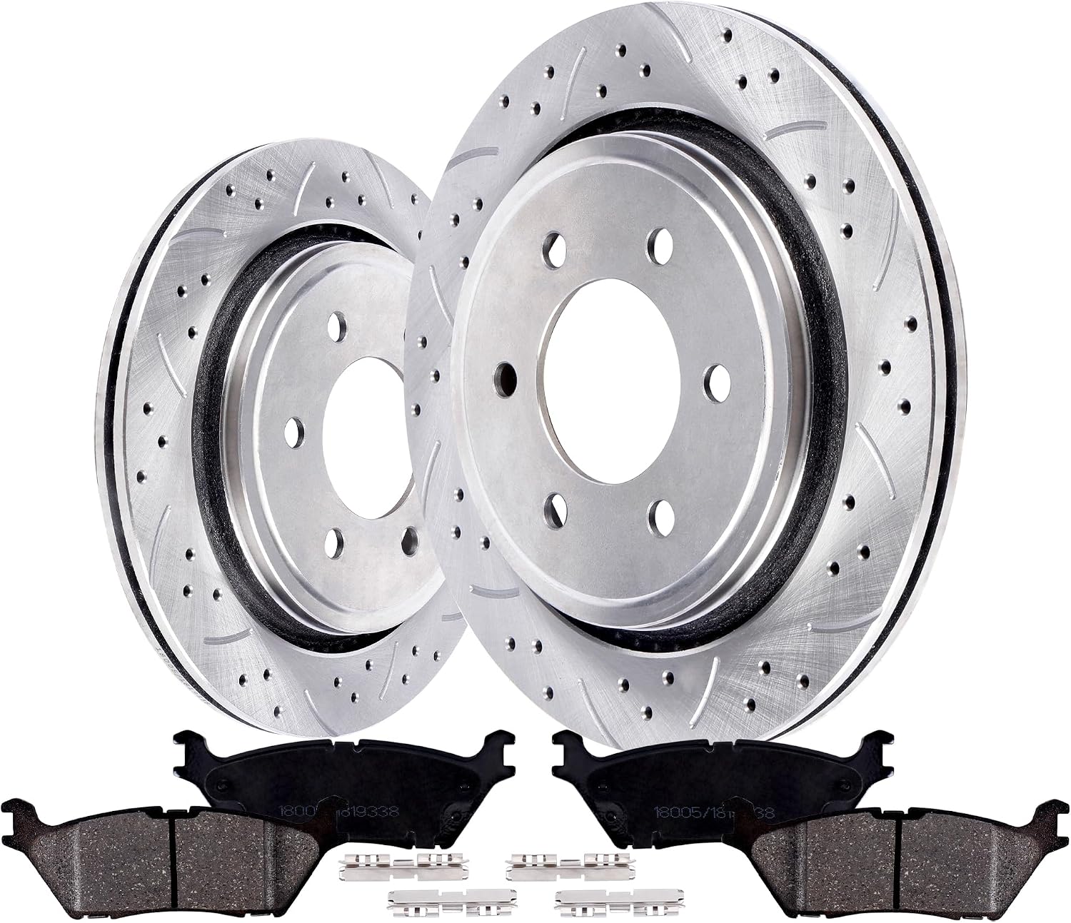 Replacement Brake Kits Rear Brake Pads And Rotors Kit Compatible With Ford F-150 2015-2017; 6 Lug, Electric/Power-Operated Parking Brake