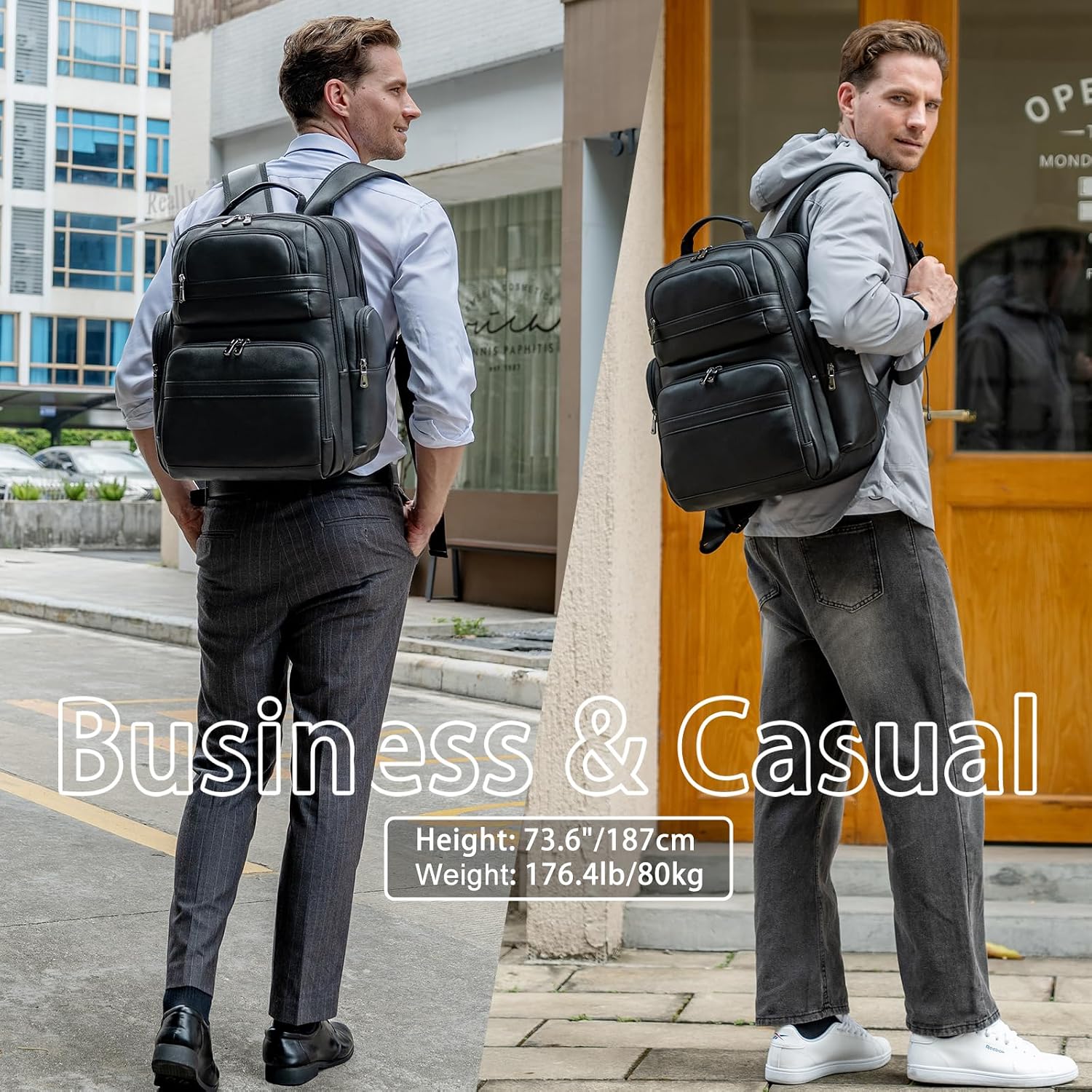 TIDING Men's Vintage Leather Backpack 15.6' Laptop Bag Large Capacity Business Travel Hiking Shoulder Daypacks