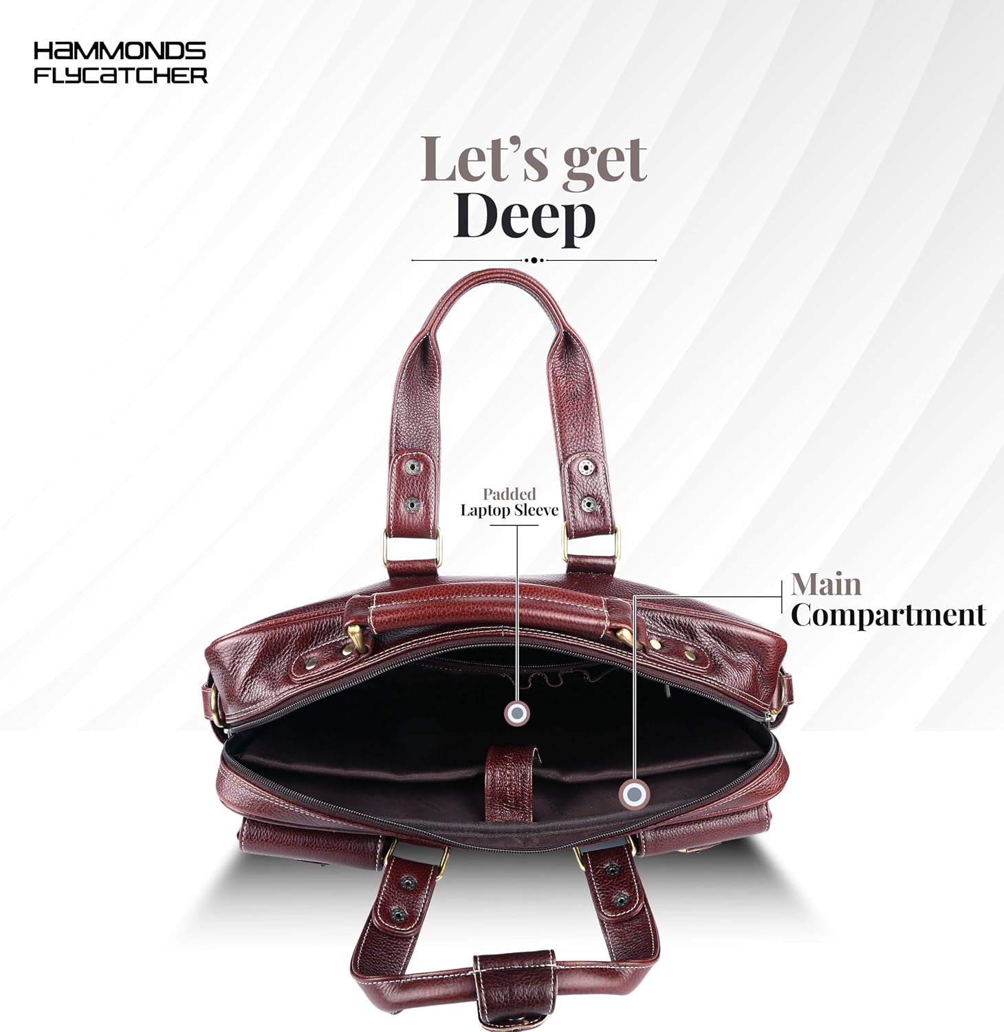 HAMMONDS FLYCATCHER Genuine Leather Laptop Bag for Men, Padded 15.6' Laptop Sleeve, Leather Messenger Bag for Men Briefcases