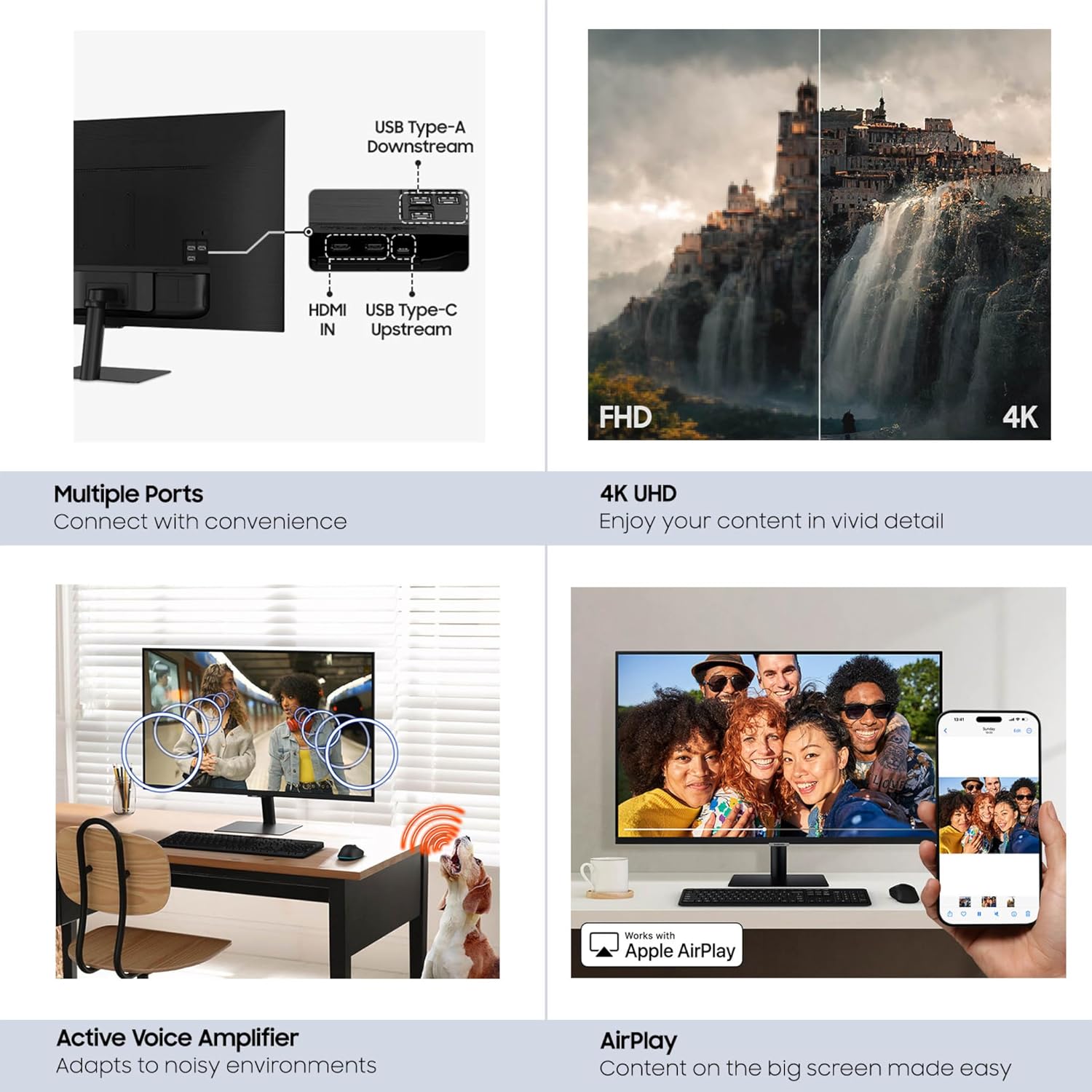 Samsung 32' Smart Monitor M7 (M70F) 4K UHD Display, Samsung Vision AI, Smart TV Apps, Gaming Hub, USB-C, HDMI and USB-A, Black, LS32FM702UNXZA, 2025 (Renewed)