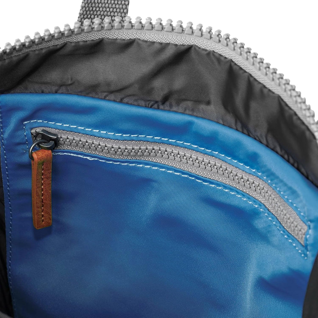 ORI LONDON Travel Backpack - Medium Nylon Rolltop Backpack for Men & Women with Multiple Pockets for Laptop, Phone, Keys, Wallet, Bottles - The Canfield, Seaport, 16.5x11.8x4.7'