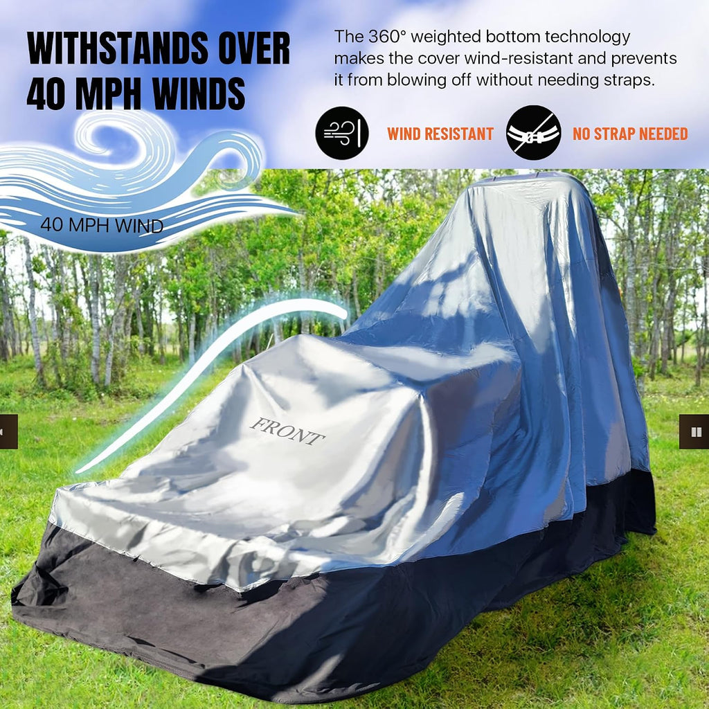 Heavy Duty Outdoor Tractor Cover with Patented Weighted Ground Conforming Apron Seal – Wind Resistant & Water Protection for Automobiles - Mid Size 189 L x 75 W x 86 H inch