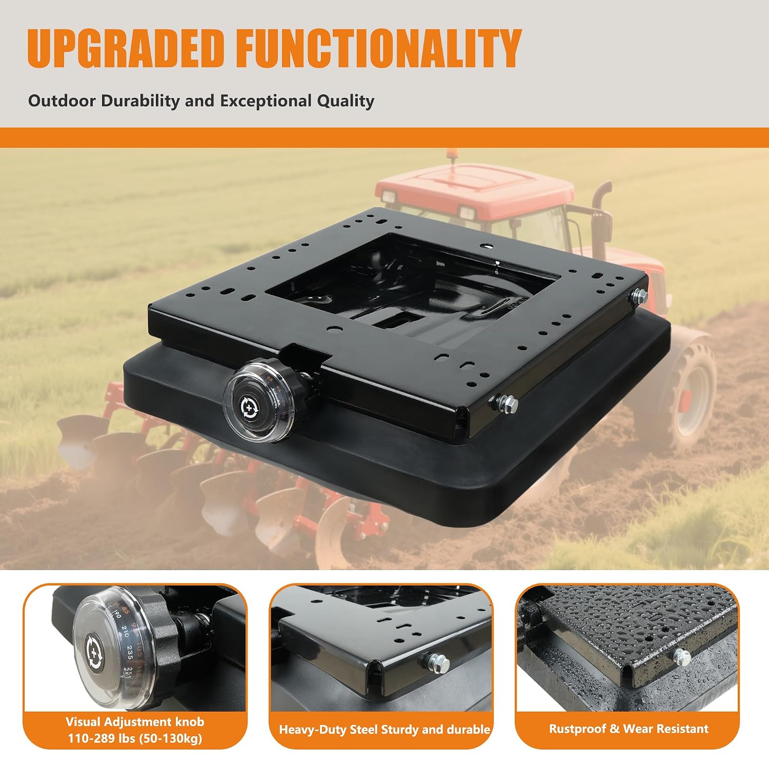 Universal Seat Suspension Kit Without Seat Slider Fit for Zero Turn Lawn Mower, Tractor, Forklift, Compatible with Most Aftermarket Seats-Same Day Shipping
