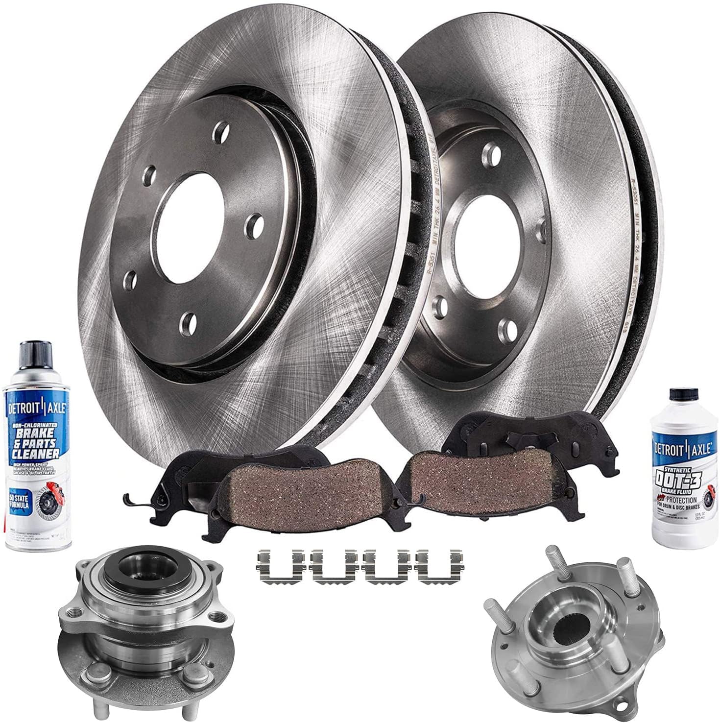 Detroit Axle - Front Brake Kit for 2016-2019 Hyundai Sonata 2017-2020 Kia Optima, 2018 Disc Brake Rotors Ceramic Brake Pads Wheel Bearing Hubs Replacement : 12.60'' inch Rotors