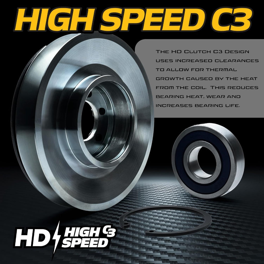BIGBearing HiTorque 130ftlbs Billet Pulley PTO Clutch OEM Upgrade for AM138730 5219-117 fits John Deere EZTrak Series w/Larger Replaceable Pulley Bearing Zero Turn Lawn Mower HD Switch 5219117