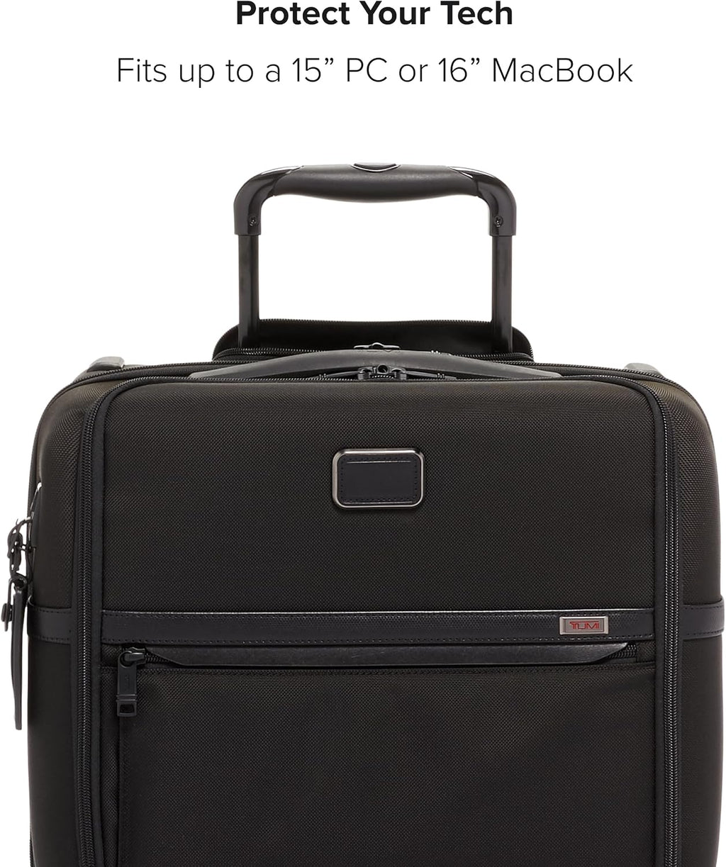 TUMI - Alpha Compact 4 Wheeled Brief - Rolling Carry On Briefcase. Laptop Bag for Commuting and Travel - Black