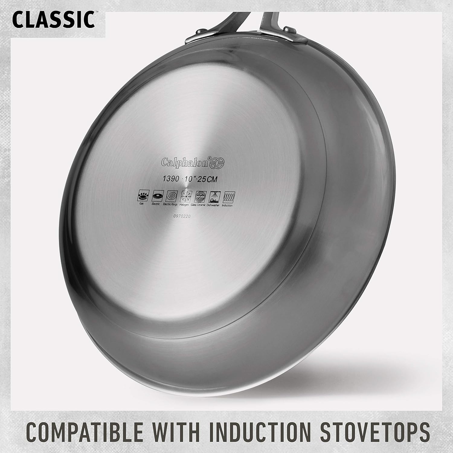 Calphalon Classic Stainless Steel Cookware Set, 10-Piece, Impact-Bonded Aluminum Base, Stay-Cool Handles, Oven Safe 450F, Silver