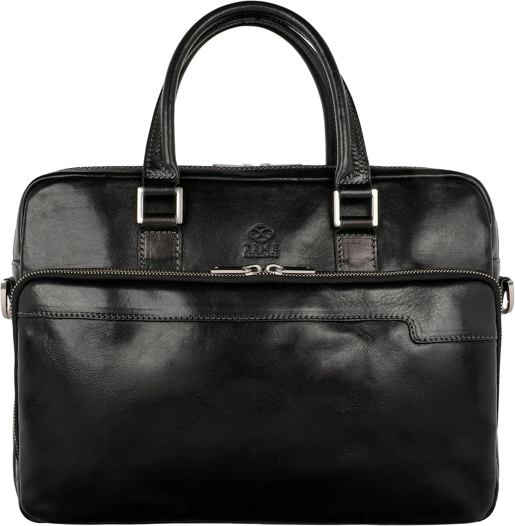 Time Resistance Leather Briefcase - Italian Handmade Leather Laptop Bag - Briefcase for Men and Women - Computer Bag