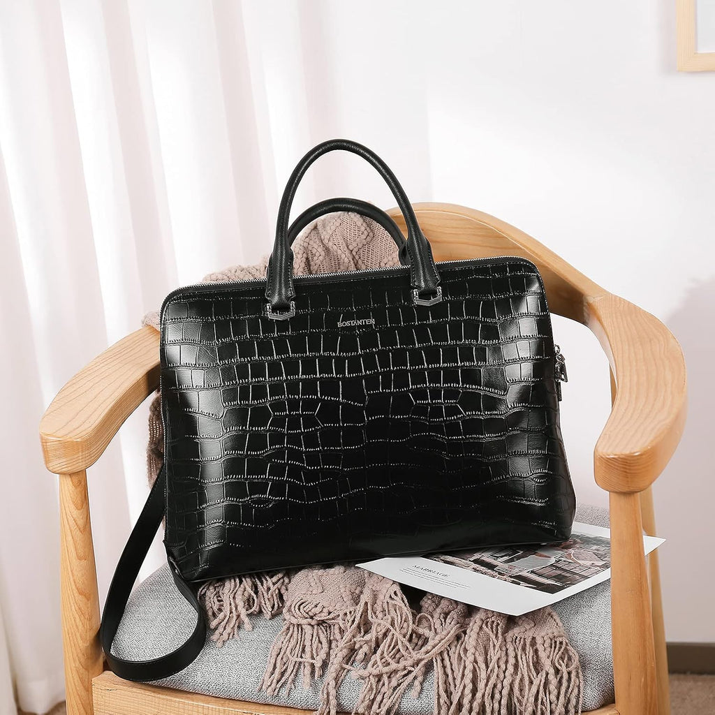 BOSTANTEN Briefcase for Women Leather 15.6 inch Laptop Shoulder Bag Office Work Crossbody Handbag