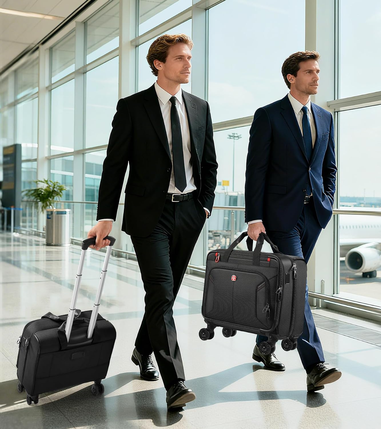 star cloud Rigid Frame Rolling Laptop Bag on Wheels, Rolling Briefcase with USB & Type-C Charging Port,Water Resistant Rolling Computer Bag for 17.3 Inch Laptop, Work Travel and Business