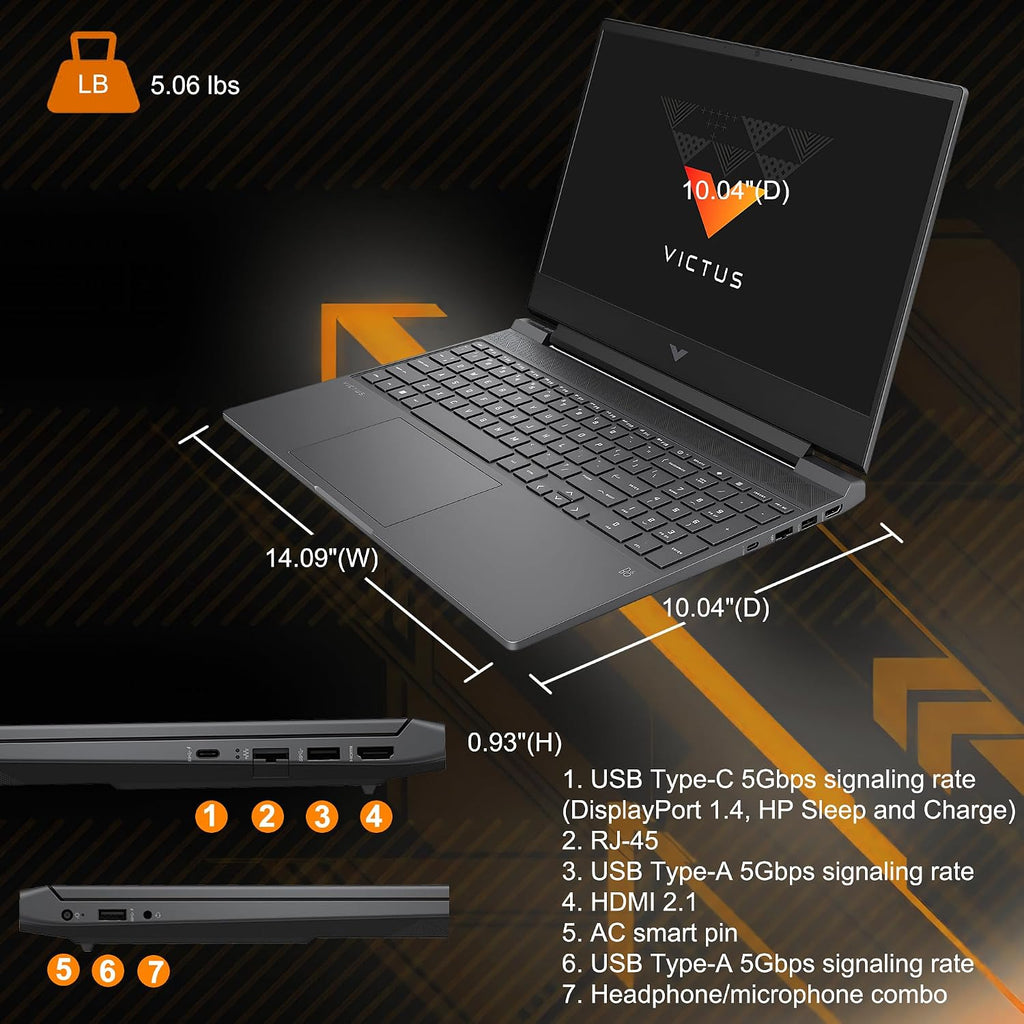 HP Victus 15 Gaming Laptop 15.6' FHD IPS 144Hz AMD 6-core Ryzen 7 7445HS 32GB RAM 1TB SSD GeForce RTX 4050 Backlit USB-C DTS:X Ultra Wi-Fi 6 Win11 ICP Hub