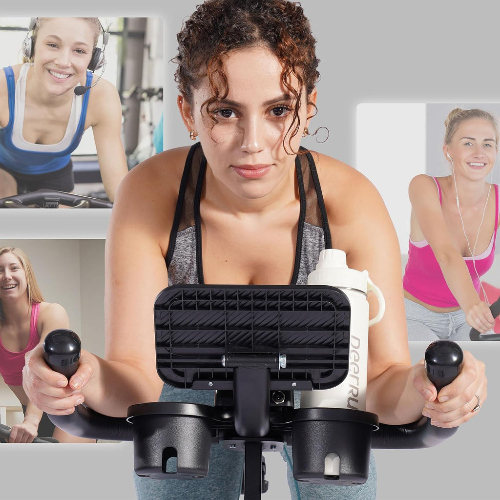 DeerRun Exercise Bike, Indoor Cycling Bike with Adjustable Magnetic Resistance, Low-Noise Belt Drive Stationary Bike for Home Cardio, 300 lb Capacity, Device Mount & LCD Monitor