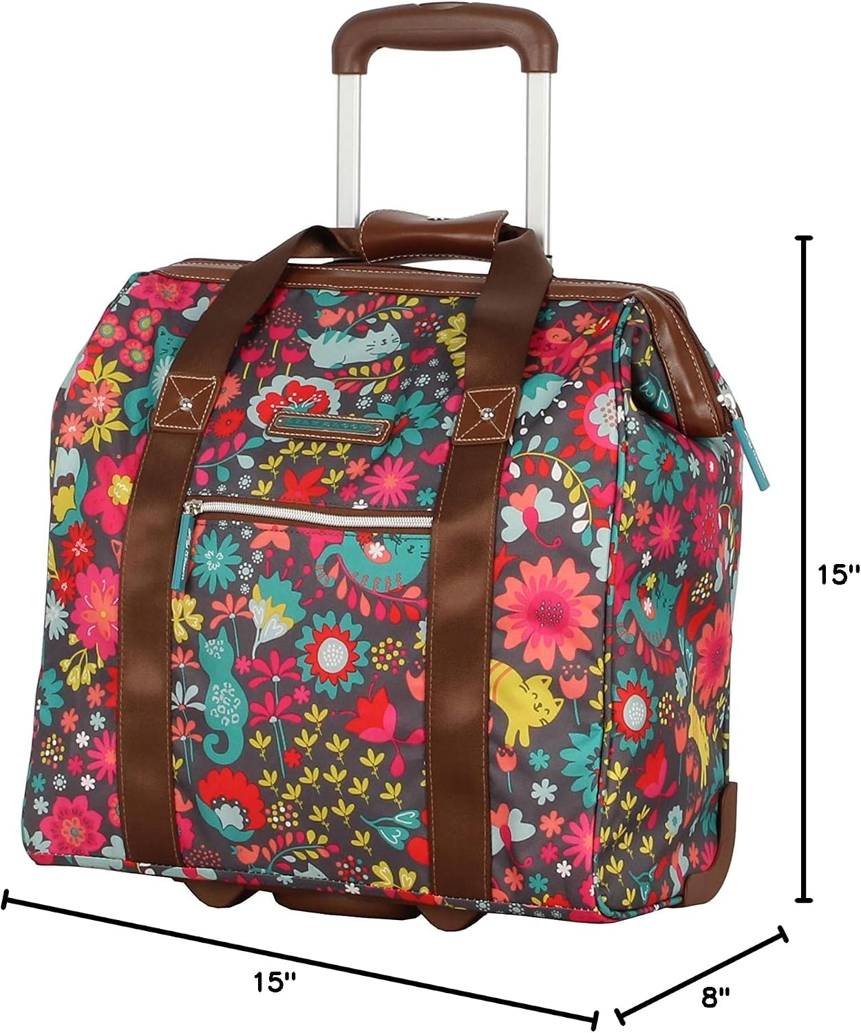 Lily Bloom Design Pattern Carry on Bag Wheeled Cabin Tote (Playful Gray)