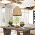 Arturesthome Large Woven Pendant Light for Kitchen Island,Rustic Farmhouse Rattan Chandelier Wicker Basket Ceiling Hanging Lamp for Dining Room Bedroom,Entryway,Foyer 19.6'*17.6'