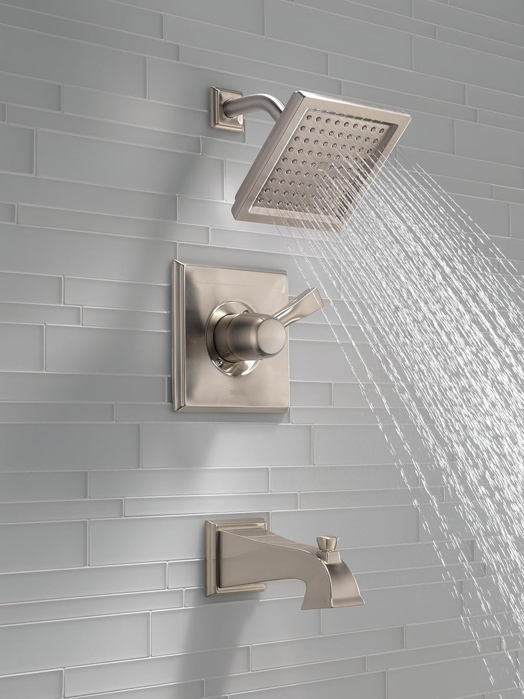 Delta Faucet Dryden 14 Series Single-Function Tub and Shower Trim Kit with Single-Spray Touch-Clean Shower Head, Stainless T14451-SS (Valve Not Included)