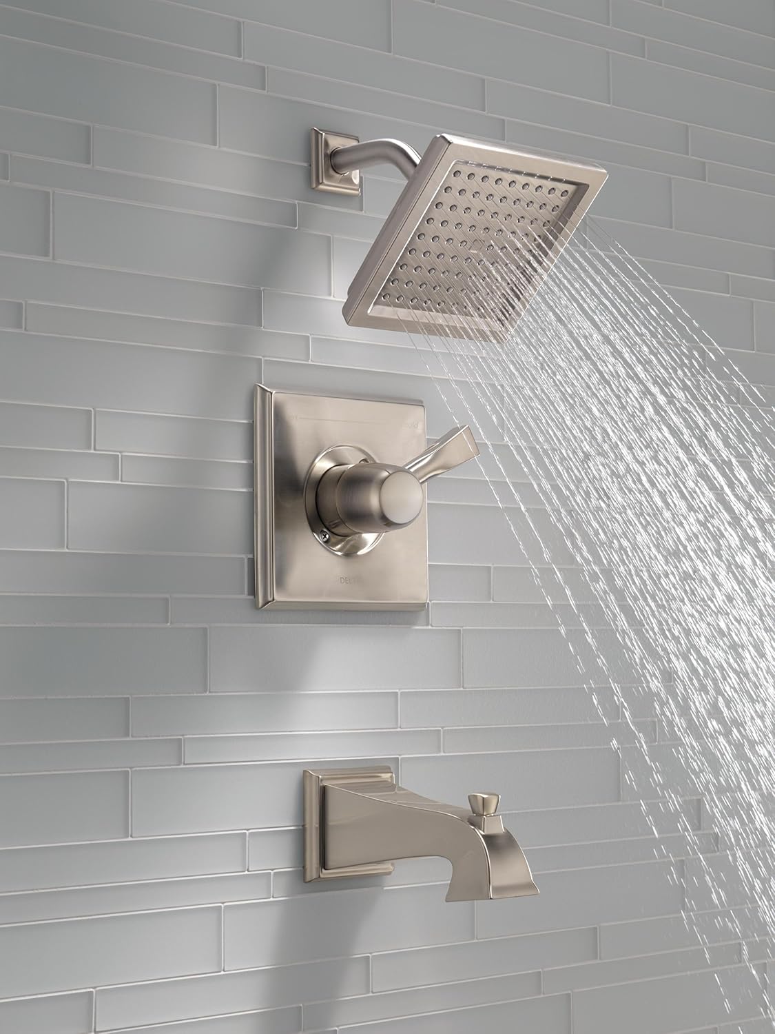 Delta Faucet Dryden 14 Series Single-Function Tub and Shower Trim Kit with Single-Spray Touch-Clean Shower Head, Stainless T14451-SS (Valve Not Included)