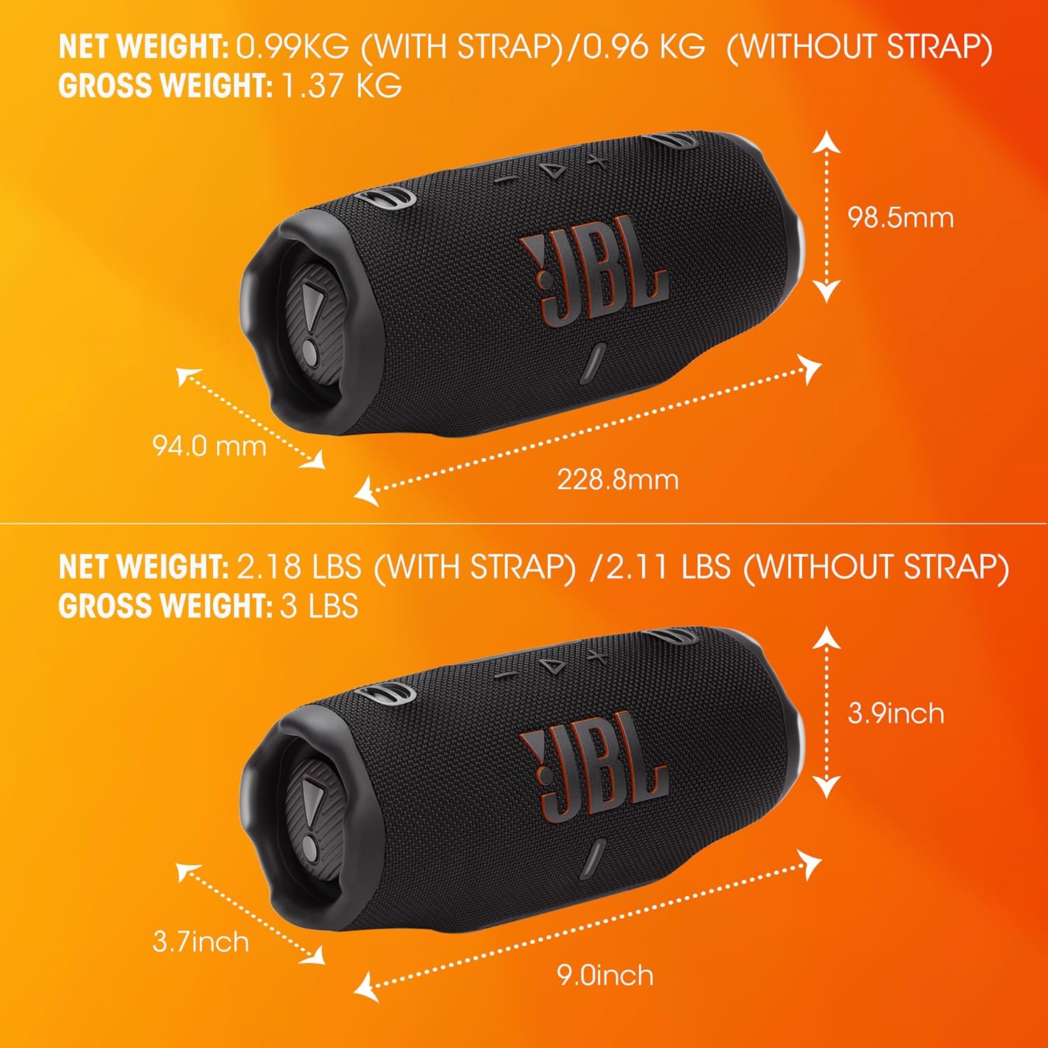 JBL Charge 6 - Portable Waterproof & Drop-Proof Bluetooth Speaker, Bold JBL Pro Sound with AI Sound Boost, 28Hrs of Playtime, Built-in powerbank & Comes with a Sturdy/Removable Carrying Strap (Blue)