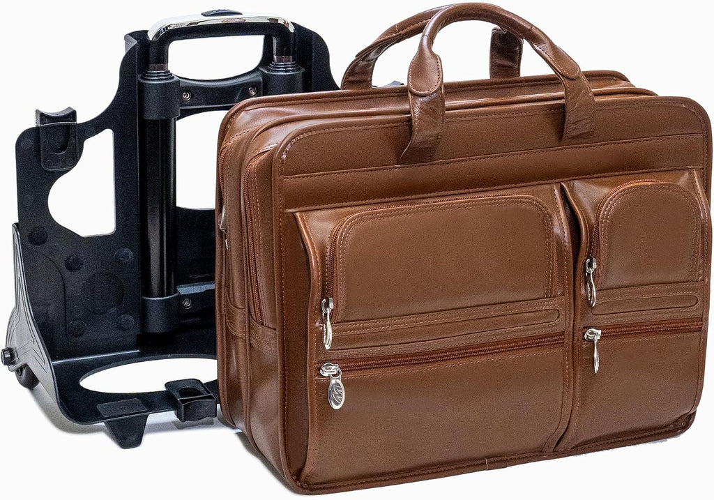 McKleinUSA CLINTON, 17' Leather Patented Detachable -Wheeled Laptop Briefcase