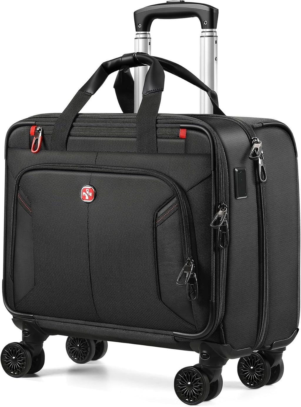 star cloud Rigid Frame Rolling Laptop Bag on Wheels, Rolling Briefcase with USB & Type-C Charging Port,Water Resistant Rolling Computer Bag for 17.3 Inch Laptop, Work Travel and Business