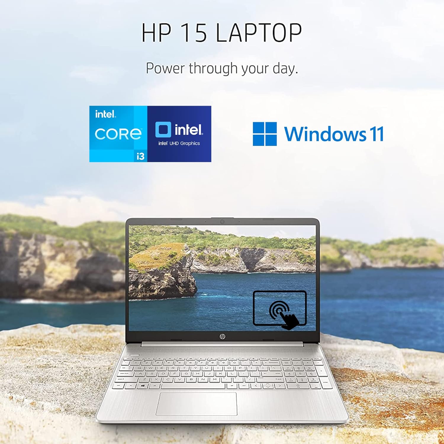 HP Pavilion 15.6' HD Touchscreen Anti-Glare Laptop, 8GB RAM, 256GB SSD Storage, Intel Core Processor up to 4.1GHz, Up to 11 Hours Long Battery Life, Type-C, HDMI, Windows 11 Home, Silver