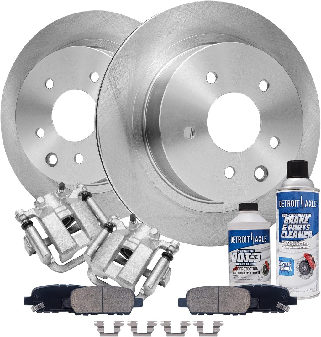 Detroit Axle - Rear Brake Kit for 2003 2004 2005 Infiniti G35 Nissan 350Z Disc Brake Rotors Brake Calipers w/Brackets Ceramic Brakes Pads Replacement