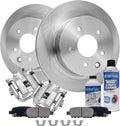 Detroit Axle - Rear Brake Kit for 2003 2004 2005 Infiniti G35 Nissan 350Z Disc Brake Rotors Brake Calipers w/Brackets Ceramic Brakes Pads Replacement