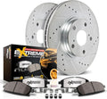 PowerStop Rear Brake Kit For Chevy Silverado 3500 2001-06 |GMC Sierra 3500 2001-06|Sierra 3500 HD 2007-10 - Truck & Tow Carbon Fiber Ceramic Brake Pads + Drilled & Slotted Rotors Upgrade, K5337-36