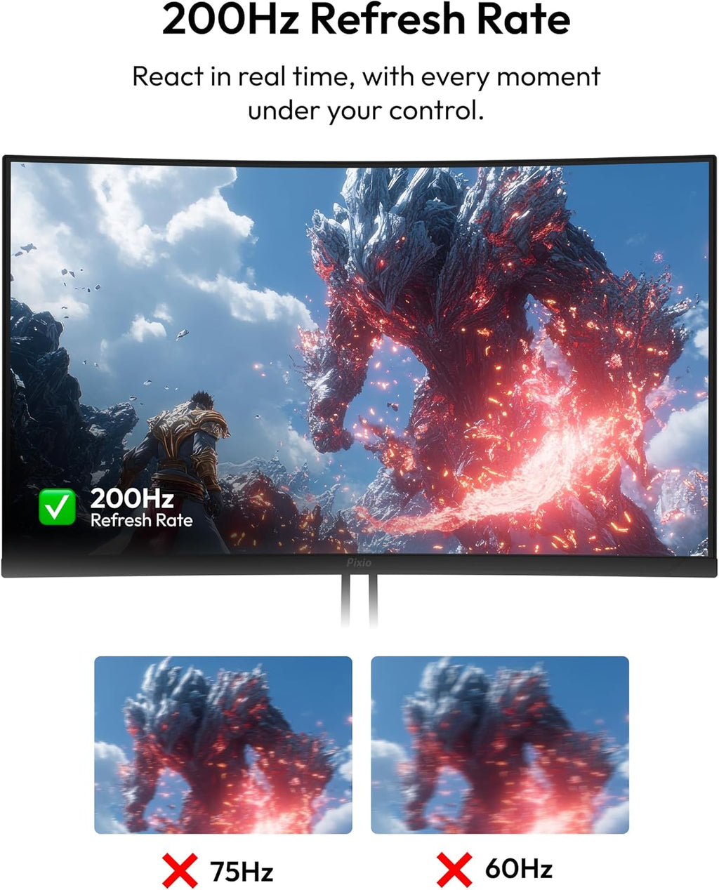 Two Pixio PXC248WAVE 24 inch 200Hz Refresh Rate FHD 1080p Resolution 1500R Curve Fast VA Panel 1ms GTG Response Time HDR Curved Gaming Monitor and PS1D Wave Black Dual Monitor Arm - Fits up to 32 inch