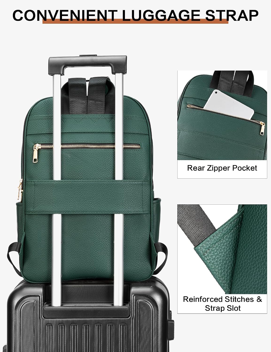 BOSTANTEN Genuine Leather 15.6 inch Laptop Backpack Purse for Women College Casual Backpack Travel Bag