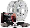 PowerStop Rear Brake Kit for Audi A4 2017-18 |A4 allroad 2017-20 |A4 Quattro 2017-20 |A5 Quattro 2018-20 - Drilled and Slotted Disc Rotors with Carbon-Fiber Ceramic Brake Pads Replacement, K7431