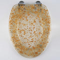 Toilet Seats 17.3' Glitter Toilet Seat Range Novelty Glitzy Sparkle Bathroom Toilet Seat, Soft Close, Quick Release for Easy Clean with Top Fixtures,Gold(Gold Foil)