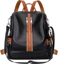 ALTOSY Genuine Leather Backpack Purse for Women Convertible Shoulder Bag Crossbody Bag Elegant Casual Daypacks (S77 Black/Brown)