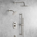 Wall Mount 10' High-Pressure Rainfall Shower Faucet with Slide Bar, Dual Rainfall Shower Head System with Valve (Brushed Nickel)