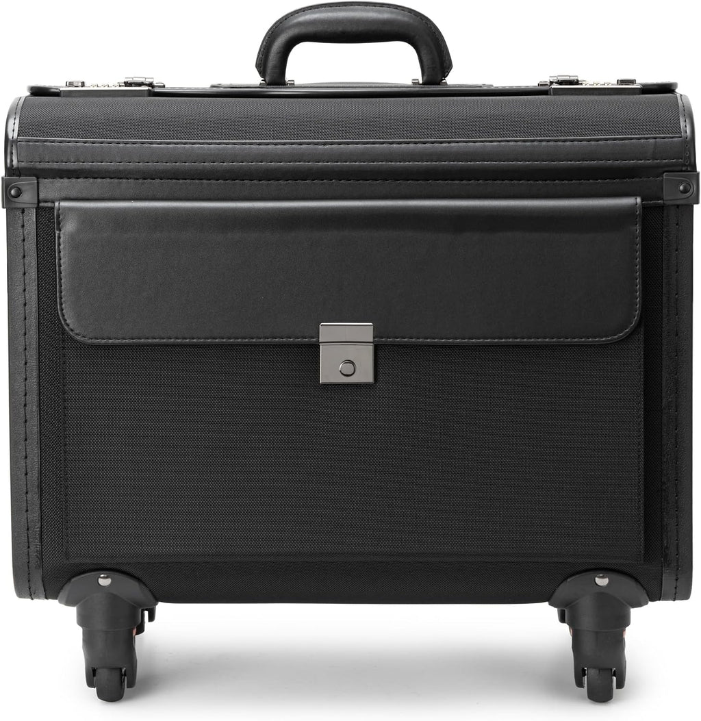 Alpine Swiss Wheeled Briefcase | Rolling Briefcase Locking Telescopic Handle 4 Replaceable Wheels | Pilot Lawyer Litigator Attache Case | 17' Laptop Compartment | Dual Combo Locks | Organizer Pockets