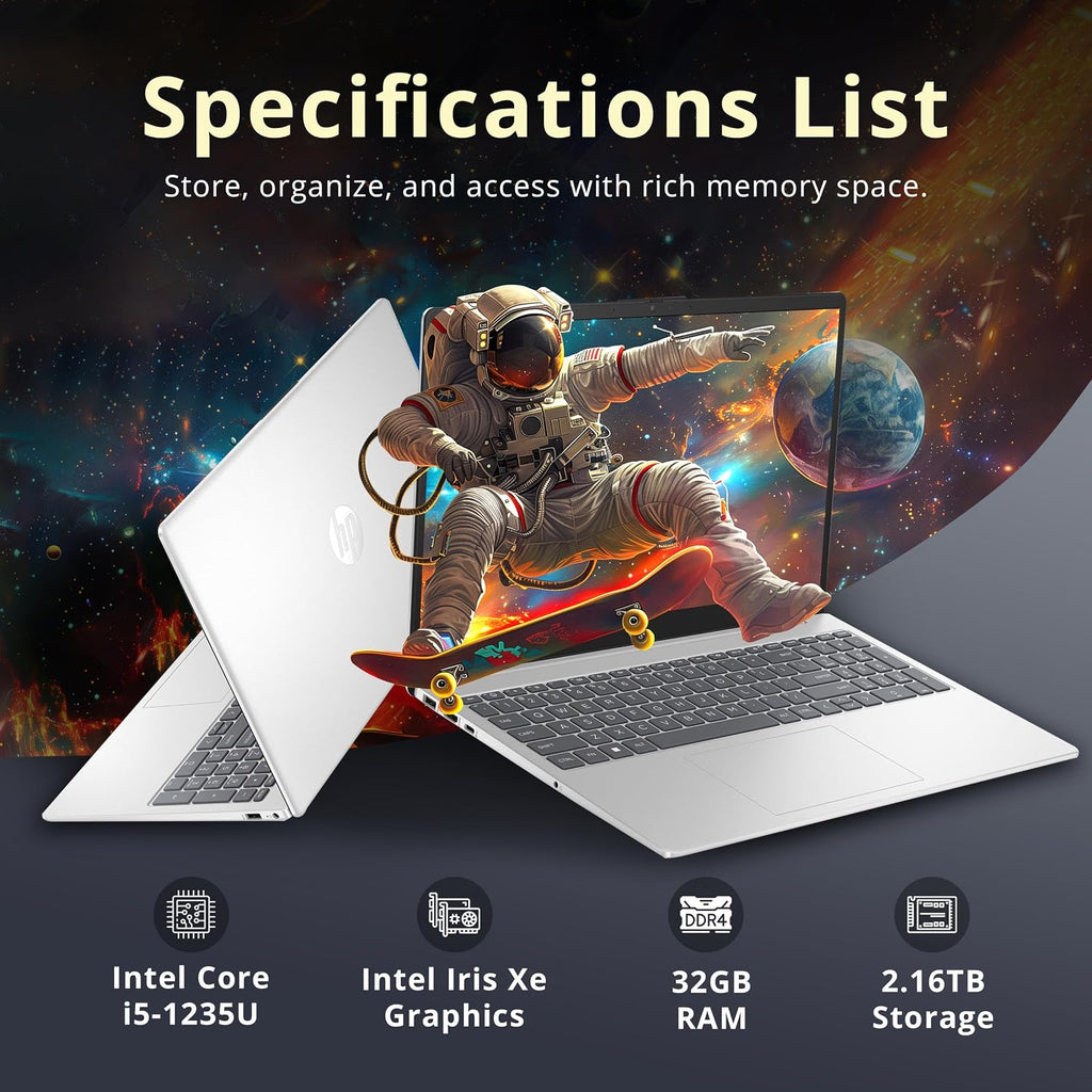 HP Pavilion 15.6' HD Touchscreen Laptop, Intel i5-1235U, 32GB RAM, 2.16TB Storage(2TB SSD + 160GB Docking Station Set), Intel Iris Xe Graphics, Num Pad, 720p Webcam, Wi-Fi 6E, Win 11 Pro, Silver