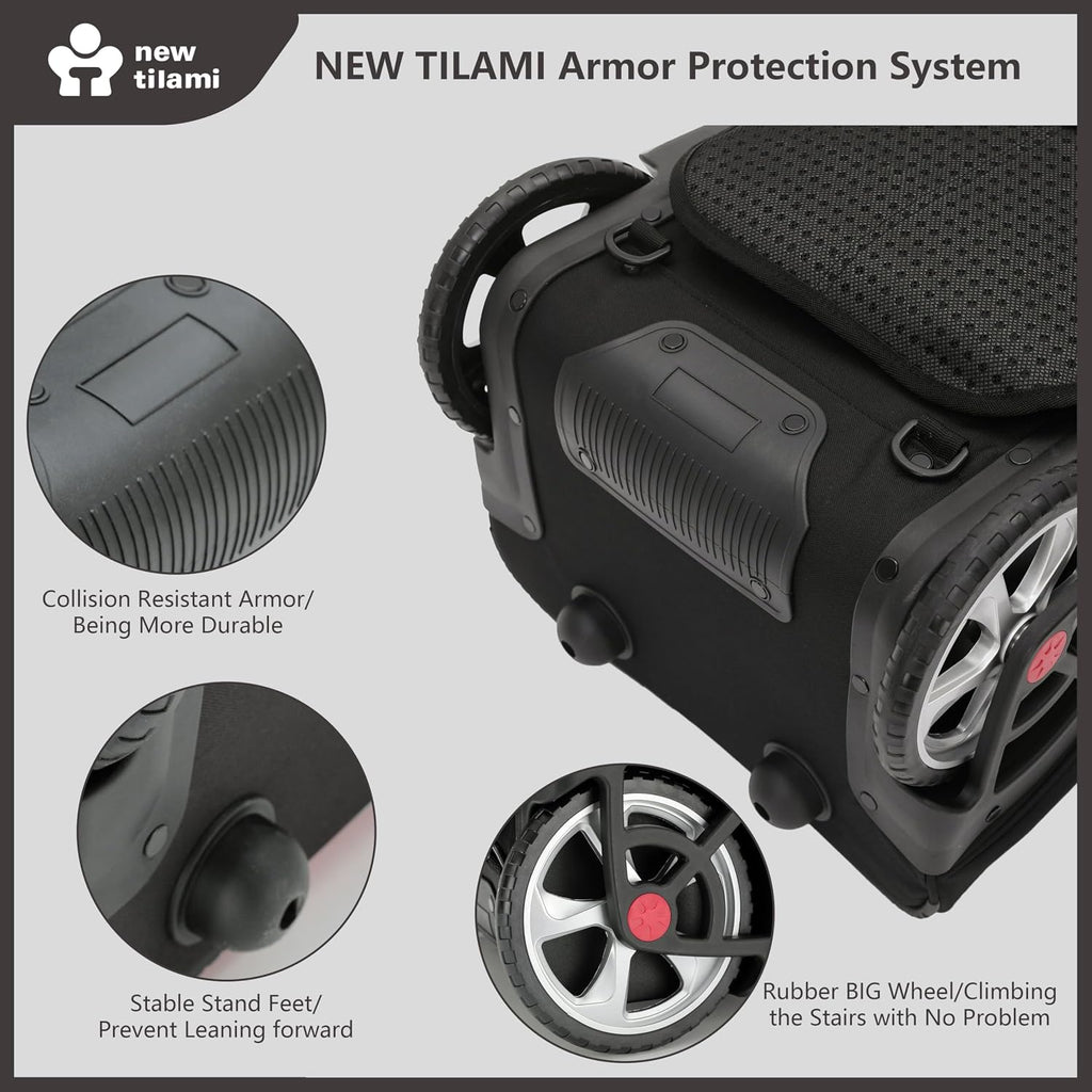 NEW TILAMI 20' Rolling Backpack for Teens Adults, Climbing Stairs Waterproof Backpack with Wheels for School Business Trave Camping with Laptop Compartment, Fit 17 Inch Laptop, Black