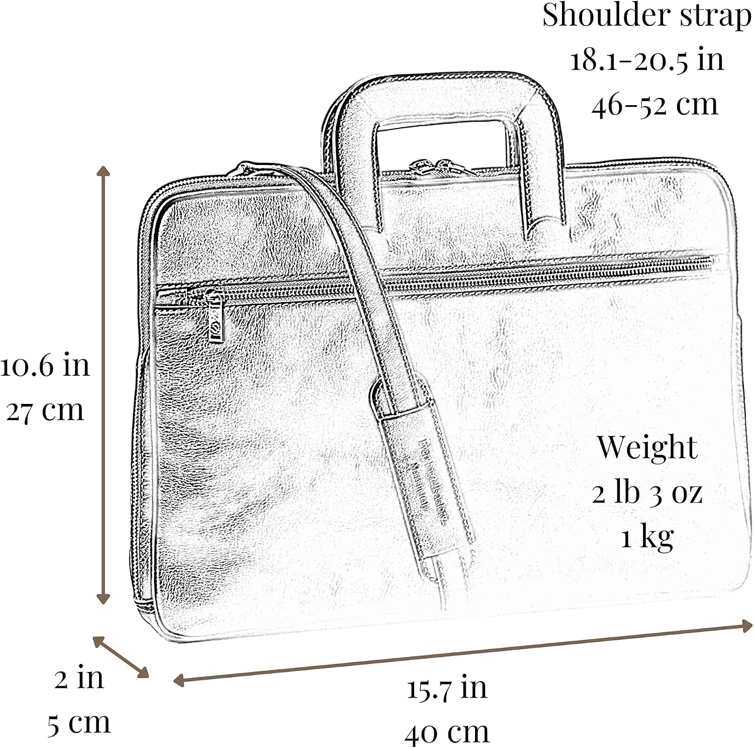 Time Resistance Slim Leather Briefcase - Italian Handmade Leather Computer Bag - Briefcase for Men and Women - Laptop Bag