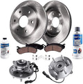 Detroit Axle - 4WD Front Brake Kit for 2004-2008 Ford F-150, 2006-2008 Lincoln Mark LT Brake Rotors Ceramic Brake Pads Wheel Bearing Hubs 2005 2007 Replacement: 12.99' inch Front Rotor