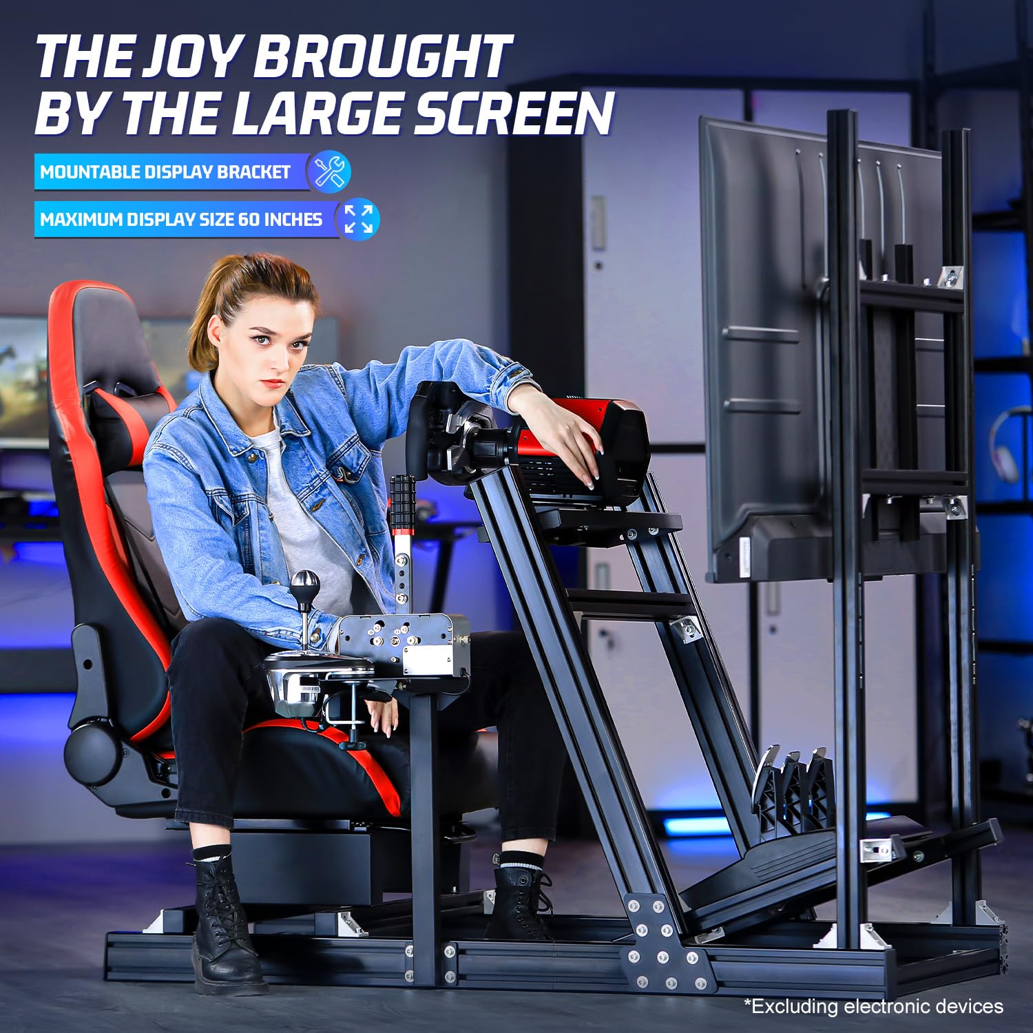 Marada 8040 Aluminum Profile Racing Simulator Cockpit,Fit For Fanatec,for Thrustmaster, for Moza, for Logitech g29 g920, Sim Racing Cockpit with Monitor Mount and Seat, Excluding Electronic Devices